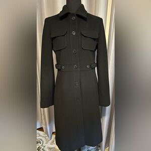 KENNETH COLE REACTION Women's Wool Blend Long Black Peacoat size 6 Coat